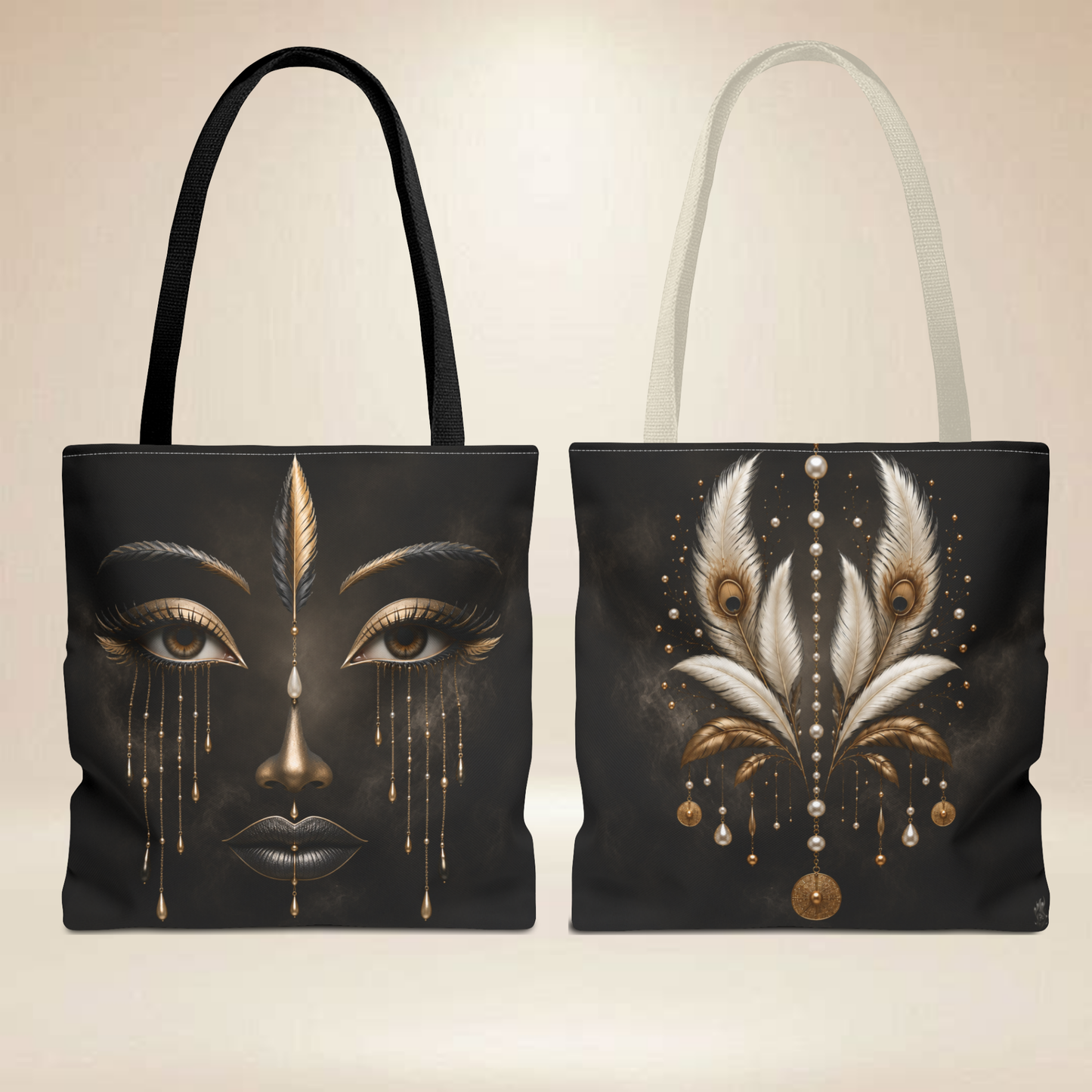 Feather Face Tote Bag | Double-Sided Art Tote
