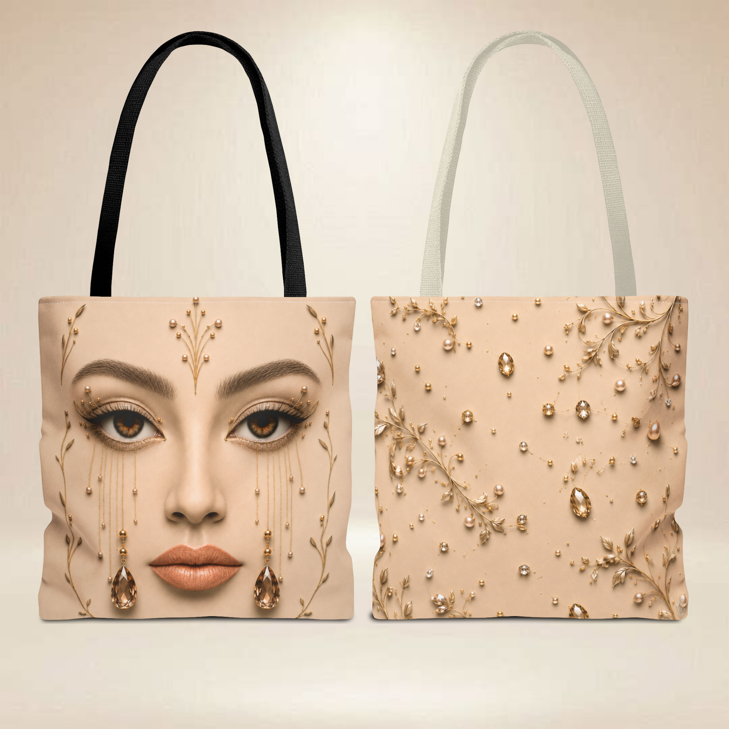 Gold Face Tote Bag | Double-Sided Portrait Tote
