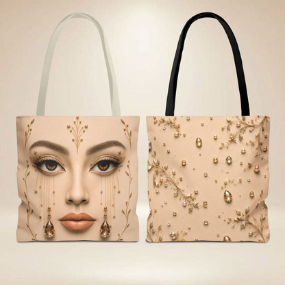 Gold Face Tote Bag | Double-Sided Portrait Tote