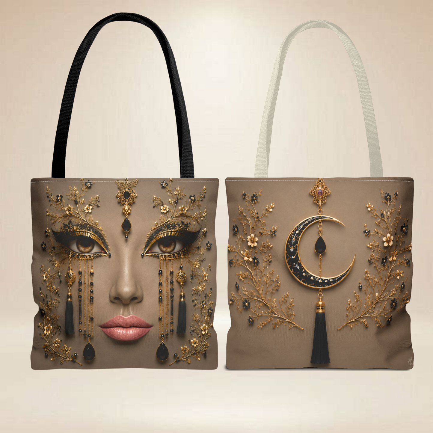 Gold Face Tote Bag | Double-Sided Art Tote