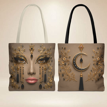 Gold Face Tote Bag | Double-Sided Art Tote