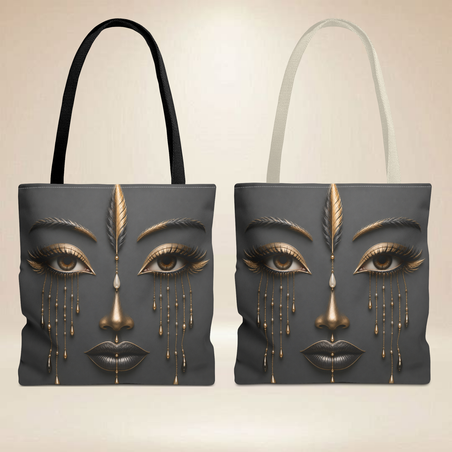 Feather Face Tote Bag | Double-Sided Art Tote