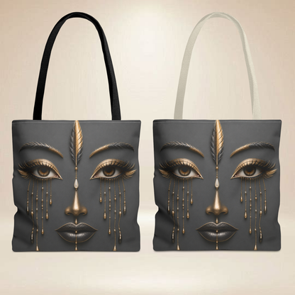 Feather Face Tote Bag | Double-Sided Art Tote
