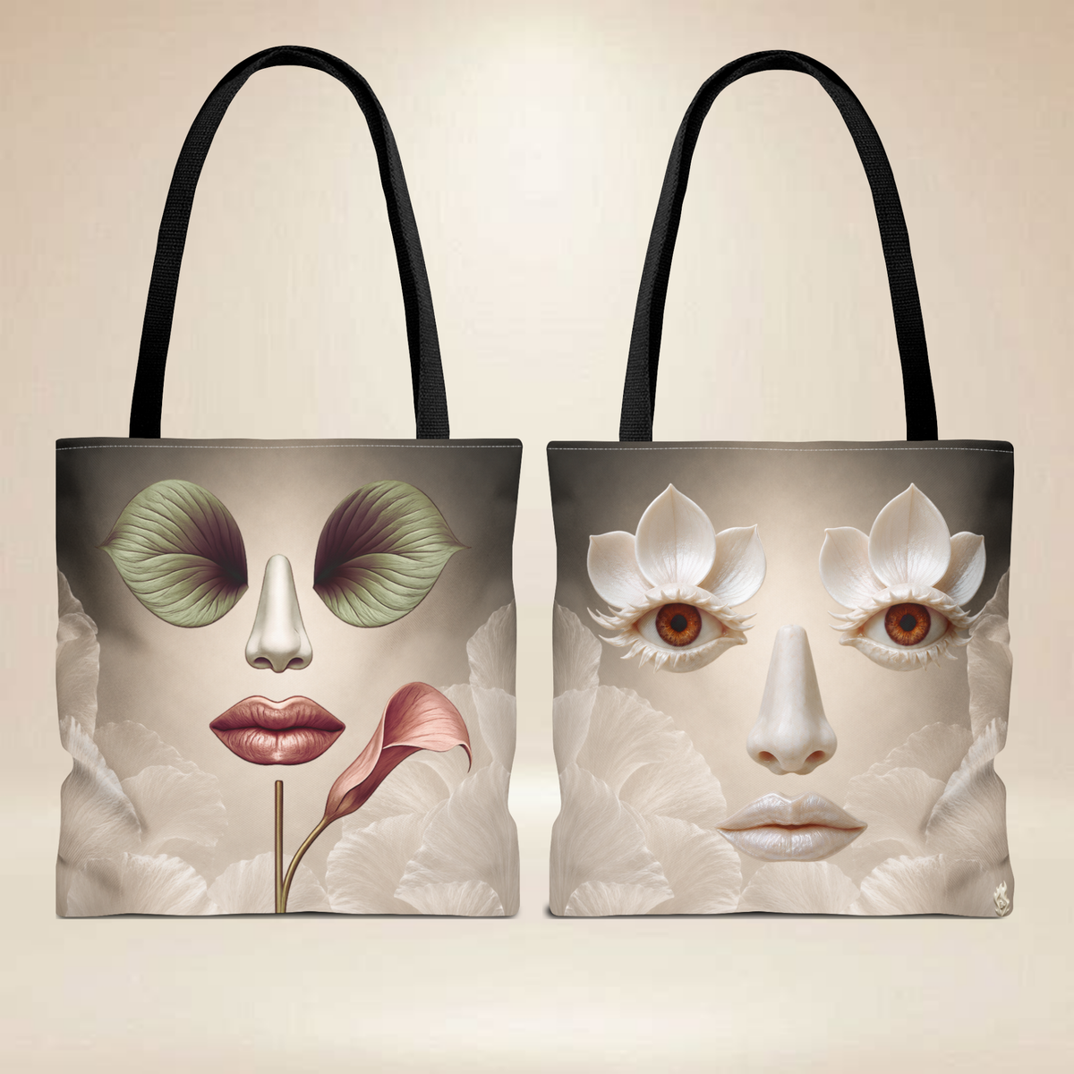 Calla Lily Face Tote Bag | Double-Sided Floral Art Tote