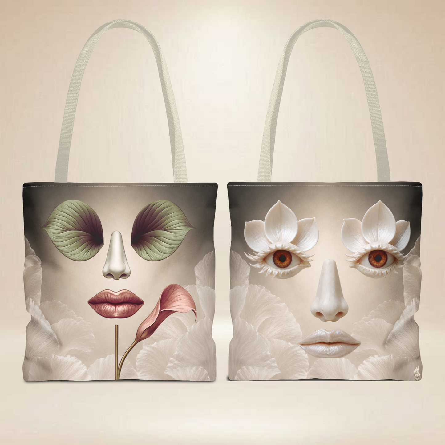 Calla Lily Face Tote Bag | Double-Sided Floral Art Tote