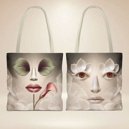 Calla Lily Face Tote Bag | Double-Sided Floral Art Tote