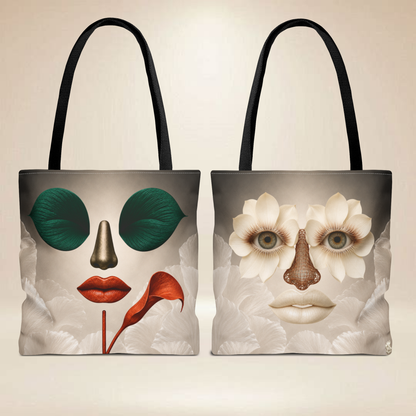 Calla Lily Face Tote Bag | Double-Sided Floral Art Tote