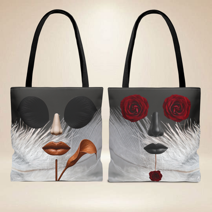 Rose & Calla Lily Face Tote Bag | Double-Sided Floral Art Tote