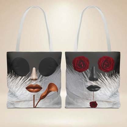 Rose & Calla Lily Face Tote Bag | Double-Sided Floral Art Tote