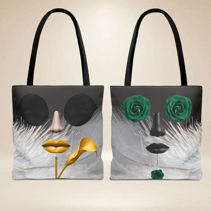 Rose & Calla Lily Face Tote Bag | Double-Sided Floral Art Tote