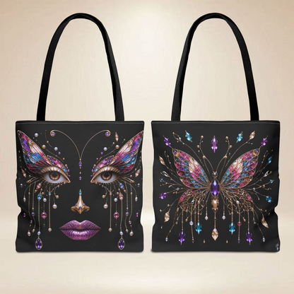 Butterfly Face Tote Bag | Double-Sided Art Tote