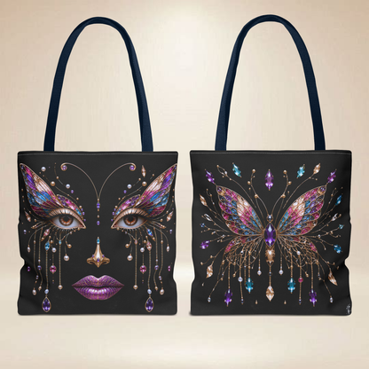 Butterfly Face Tote Bag | Double-Sided Art Tote