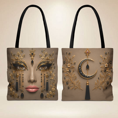 Gold Face Tote Bag | Double-Sided Art Tote
