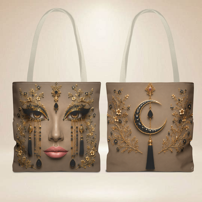 Gold Face Tote Bag | Double-Sided Art Tote
