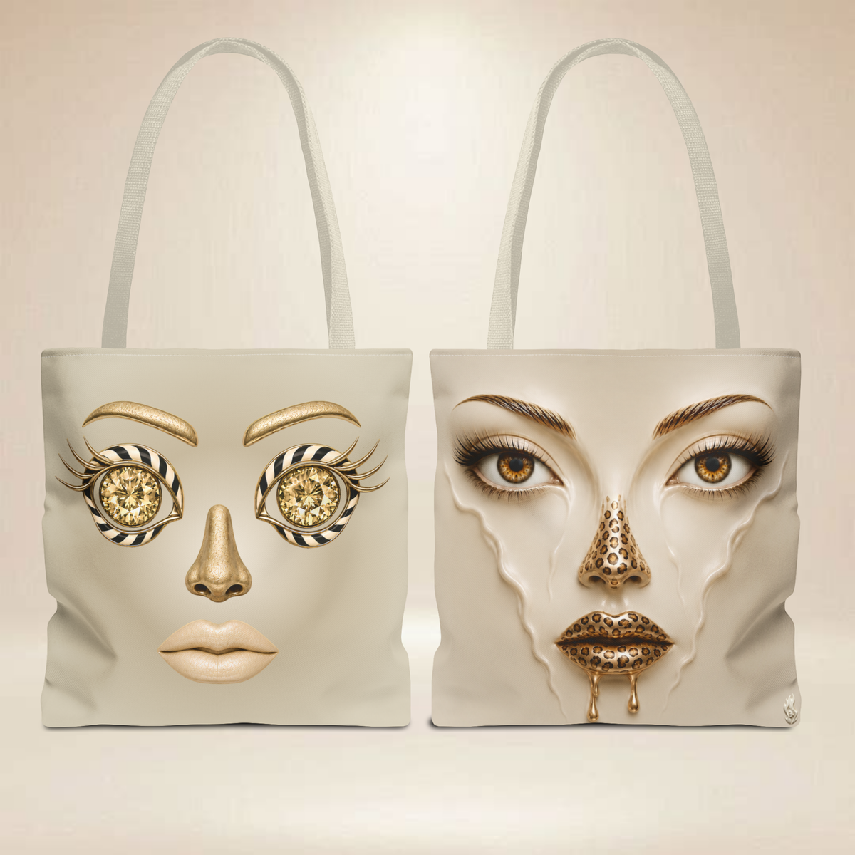 Emerald Eyes Face Tote Bag | Double-Sided Art Tote