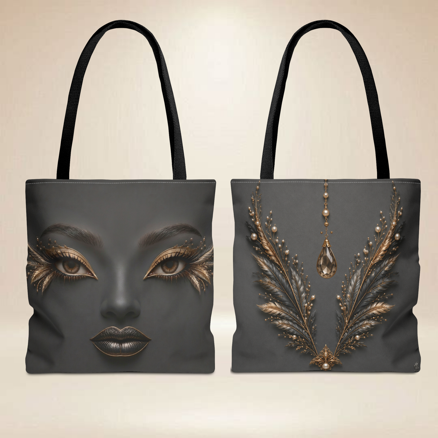 Charcoal Face Tote Bag | Double-Sided Art Tote