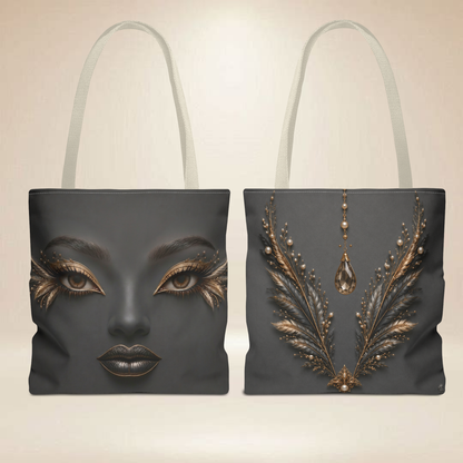 Charcoal Face Tote Bag | Double-Sided Art Tote