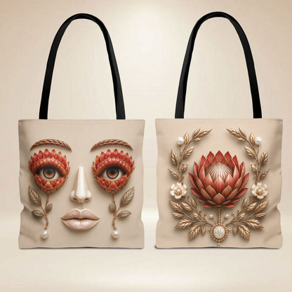 Protea Face Tote Bag | Double-Sided Floral Art Tote