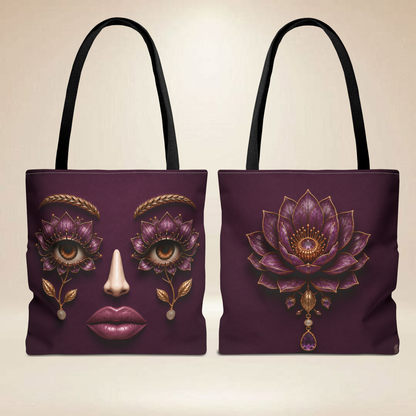Mystic Lotus Face Tote Bag — Double - Sided Art Tote