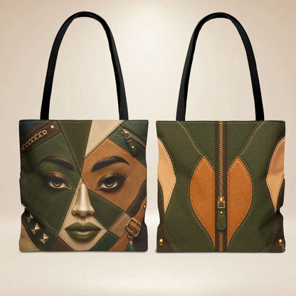 Tote Patchwork Face Tote Bag | Double-Sided Art Tote