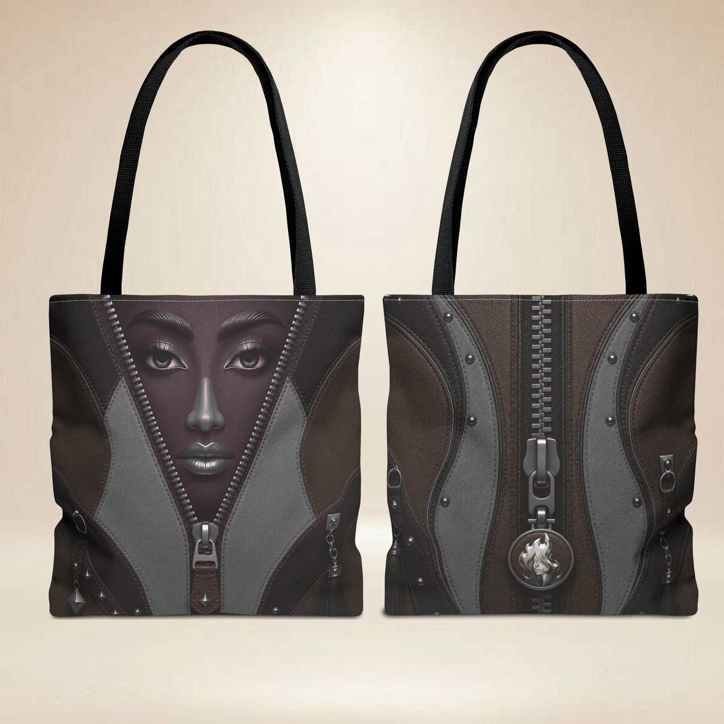 Zippered Portrait Tote Bag | Double-Sided Art Tote