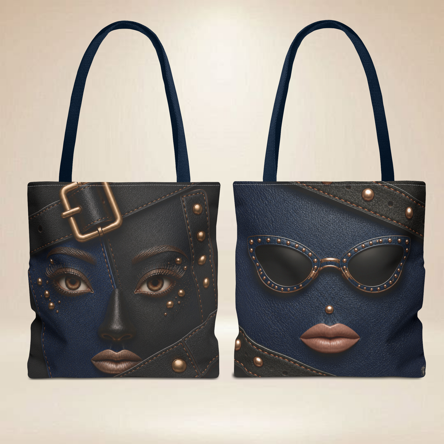 Blue Portrait Tote Bag | Double-Sided Art Tote