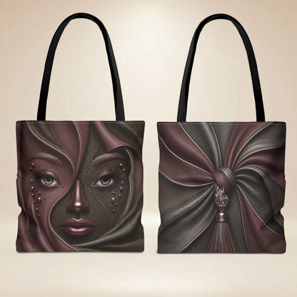 Plum Face Tote Bag — Leather-Inspired Portrait Tote Bag | Double-Sided Art Tote