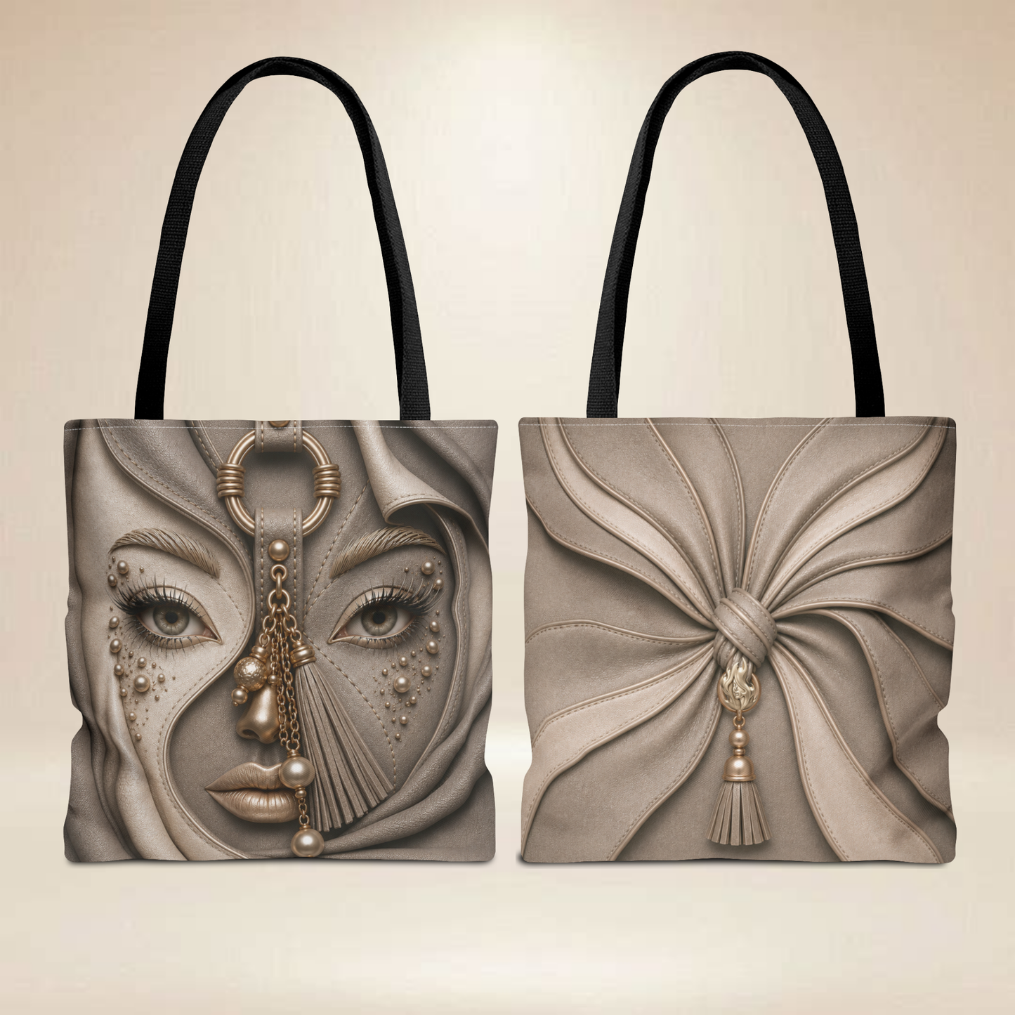 Neutral Portrait Tote Bag | Double-Sided Art Tote