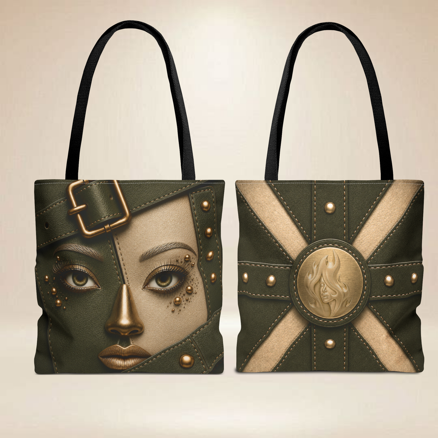 Patchwork Face Tote Bag | Double-Sided Fashion Illustration Tote