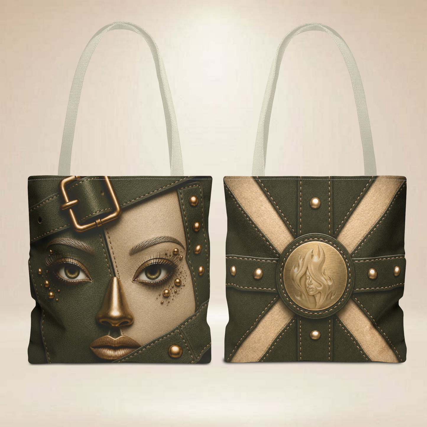 Patchwork Face Tote Bag | Double-Sided Fashion Illustration Tote