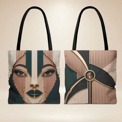 Fringe Inspired Face Tote Bag | Double-Sided Art Deco Tote Bag