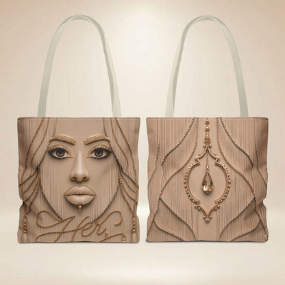 Art Deco Face Tote Bag | Double-Sided Neutral Art Tote