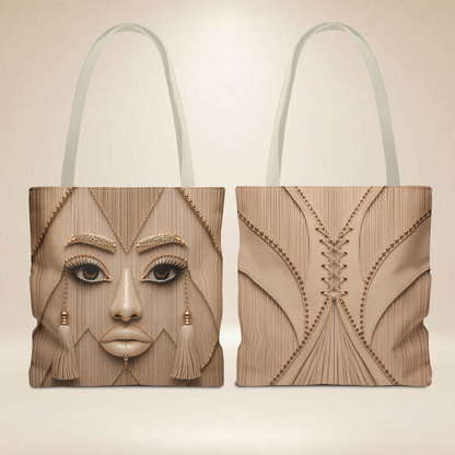 Neutral Face Tote Bag | Double-Sided Art Deco Tote