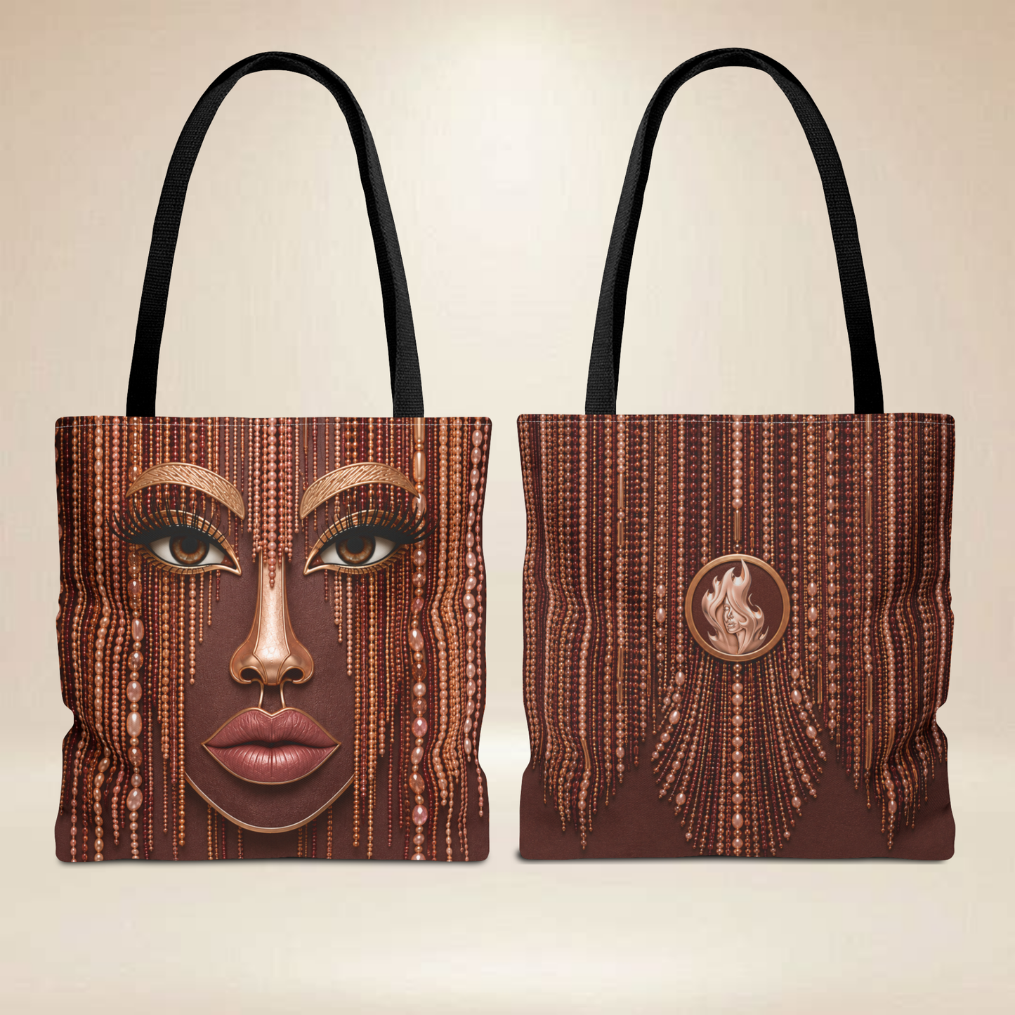 Bead Face Tote Bag | Double-Sided Glam Art Tote