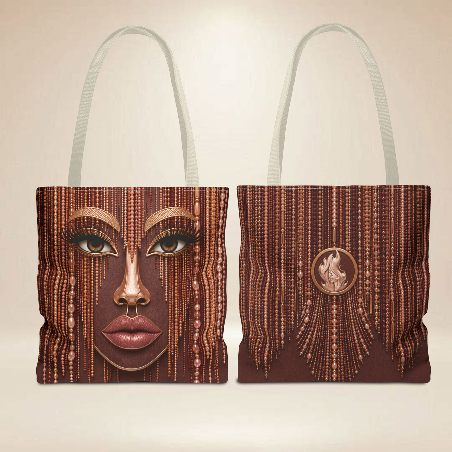 Bead Face Tote Bag | Double-Sided Glam Art Tote