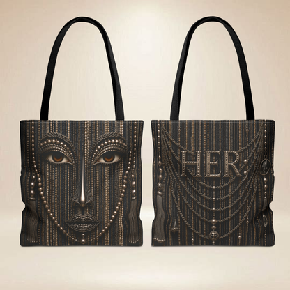 Beaded Face Tote Bag | Double-Sided HER Statement Tote