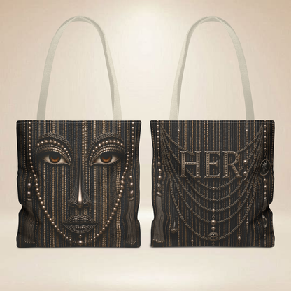 Beaded Face Tote Bag | Double-Sided HER Statement Tote
