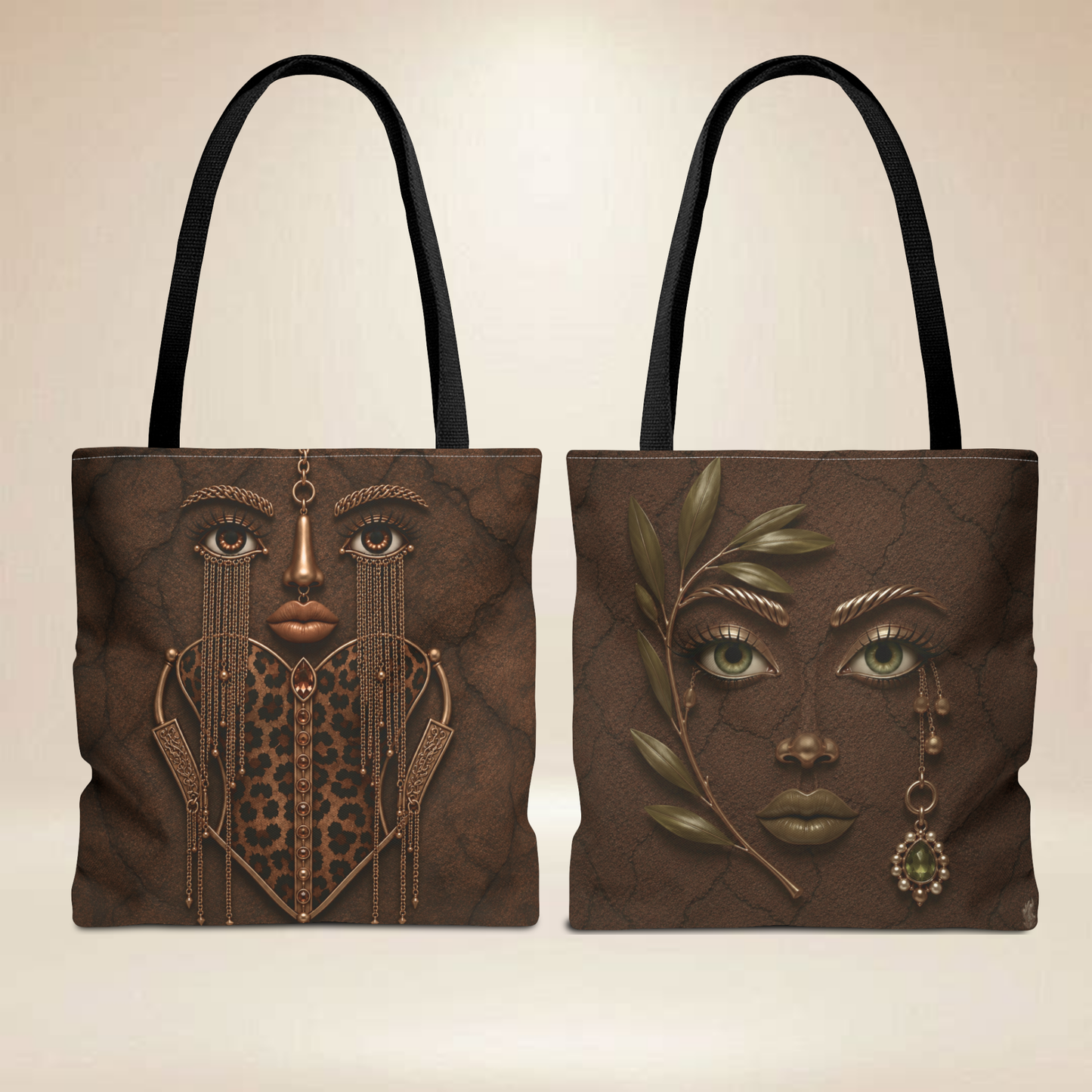 Leopard Corset Face Tote Bag | Double-Sided Portrait Tote
