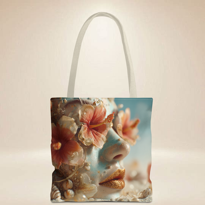 Coastal Face Tote Bag | Double-Sided Beach Art Tote