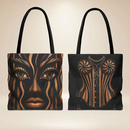 Bronze Face Tote Bag | Double-Sided Corset Tote