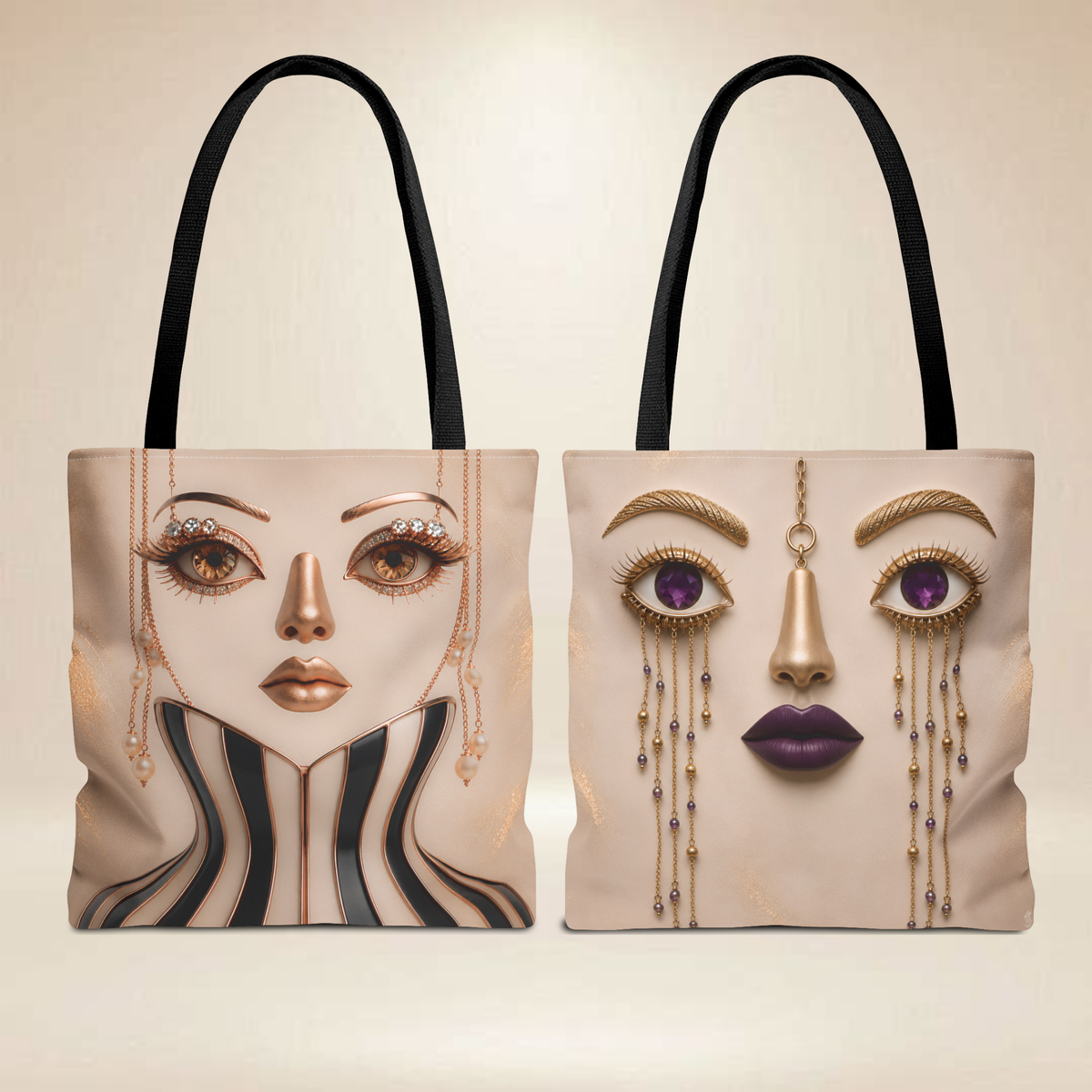 Corset Face Tote Bag | Double-Sided Portrait Tote