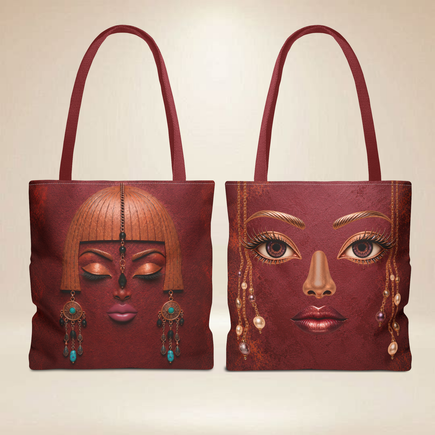Red Face Tote Bag | Double-Sided Portrait Tote