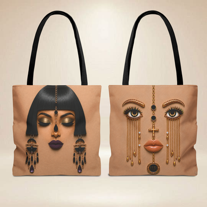 Black Bob Face Tote Bag | Double-Sided Portrait Tote