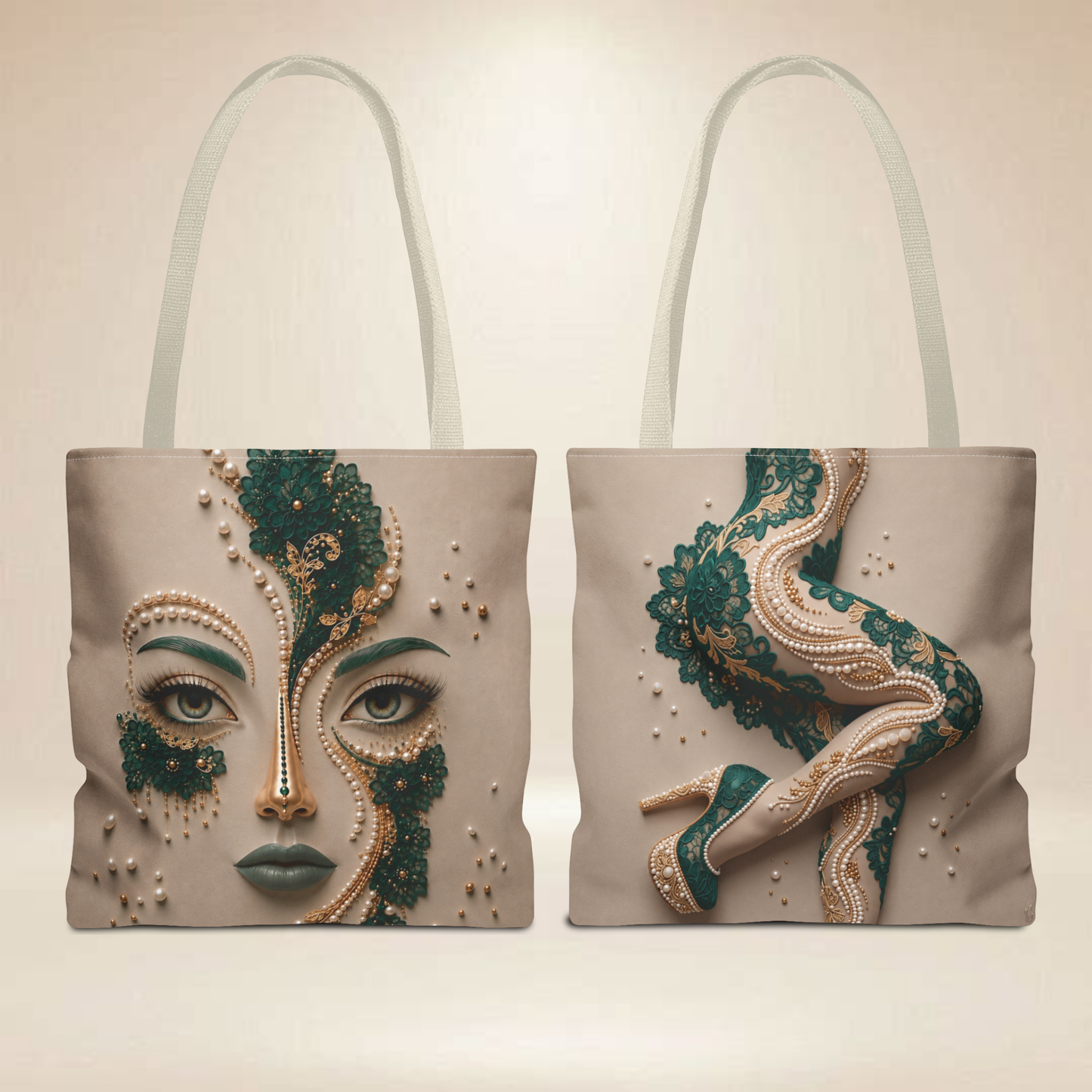 Emerald Pearl Tote Bag | Double-Sided Fashion Art Tote