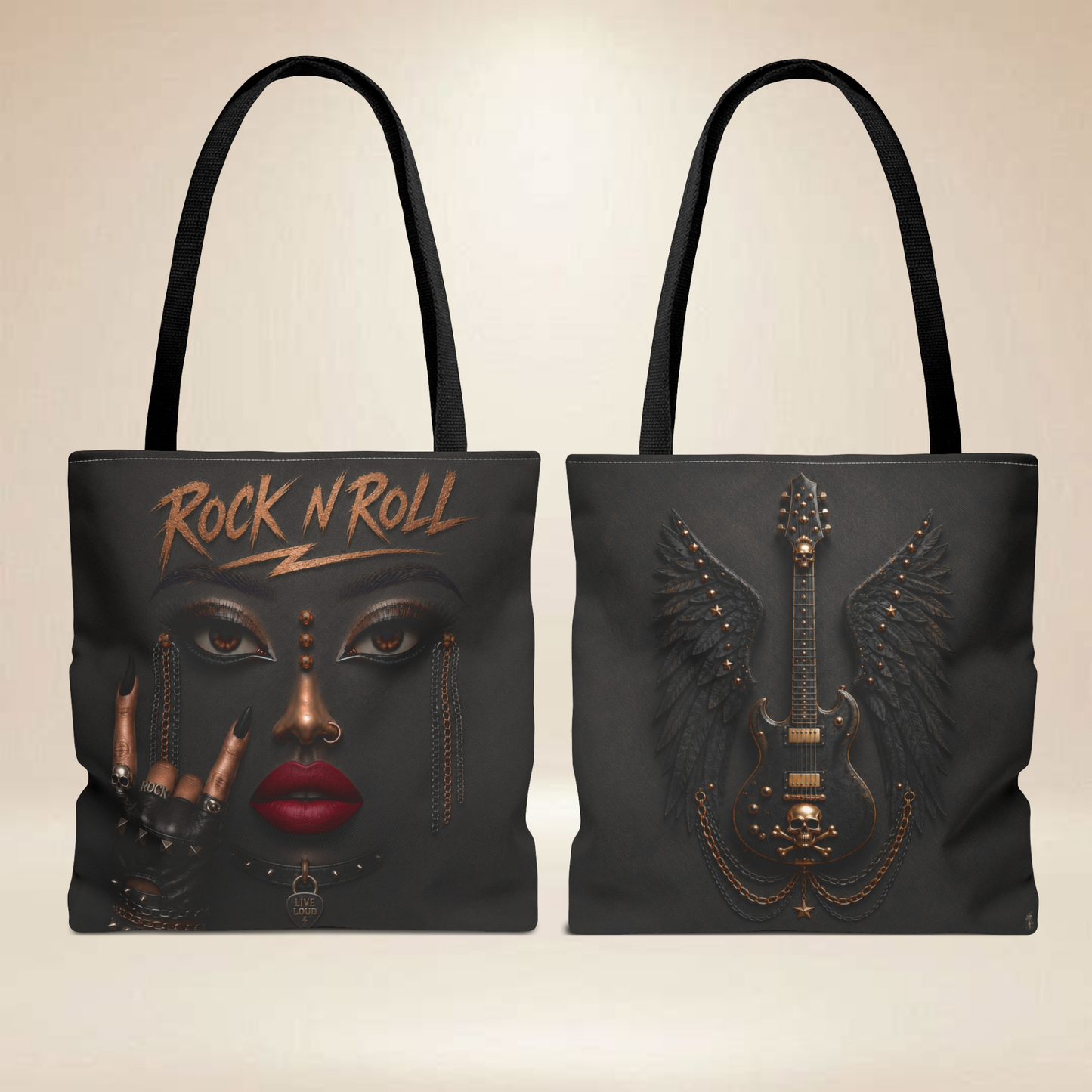 Rock N Roll Tote Bag | Double-Sided Guitar Design