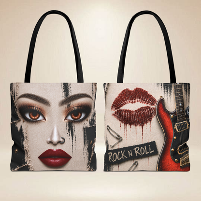 Rock N' Roll Face Tote Bag | Double-Sided Rock Art Tote