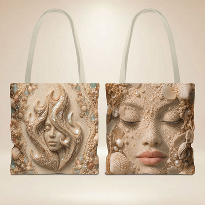 Seashell Face Tote Bag – Double-Sided Coastal Art Tote