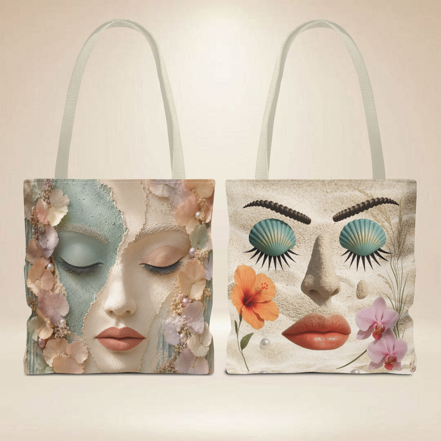Floral Face Tote Bag | Double-Sided Art Tote
