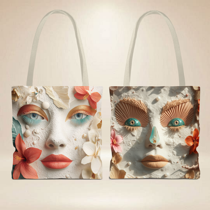 Floral Face Tote Bag | Double-Sided Art Tote