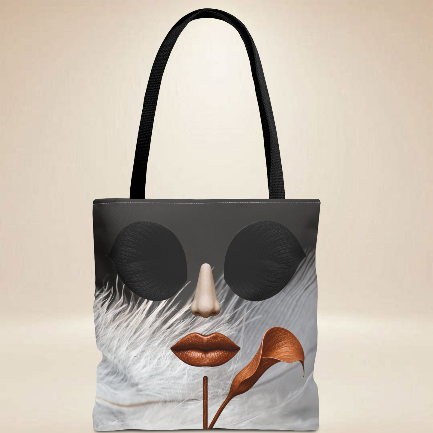 Rose & Calla Lily Face Tote Bag | Double-Sided Floral Art Tote